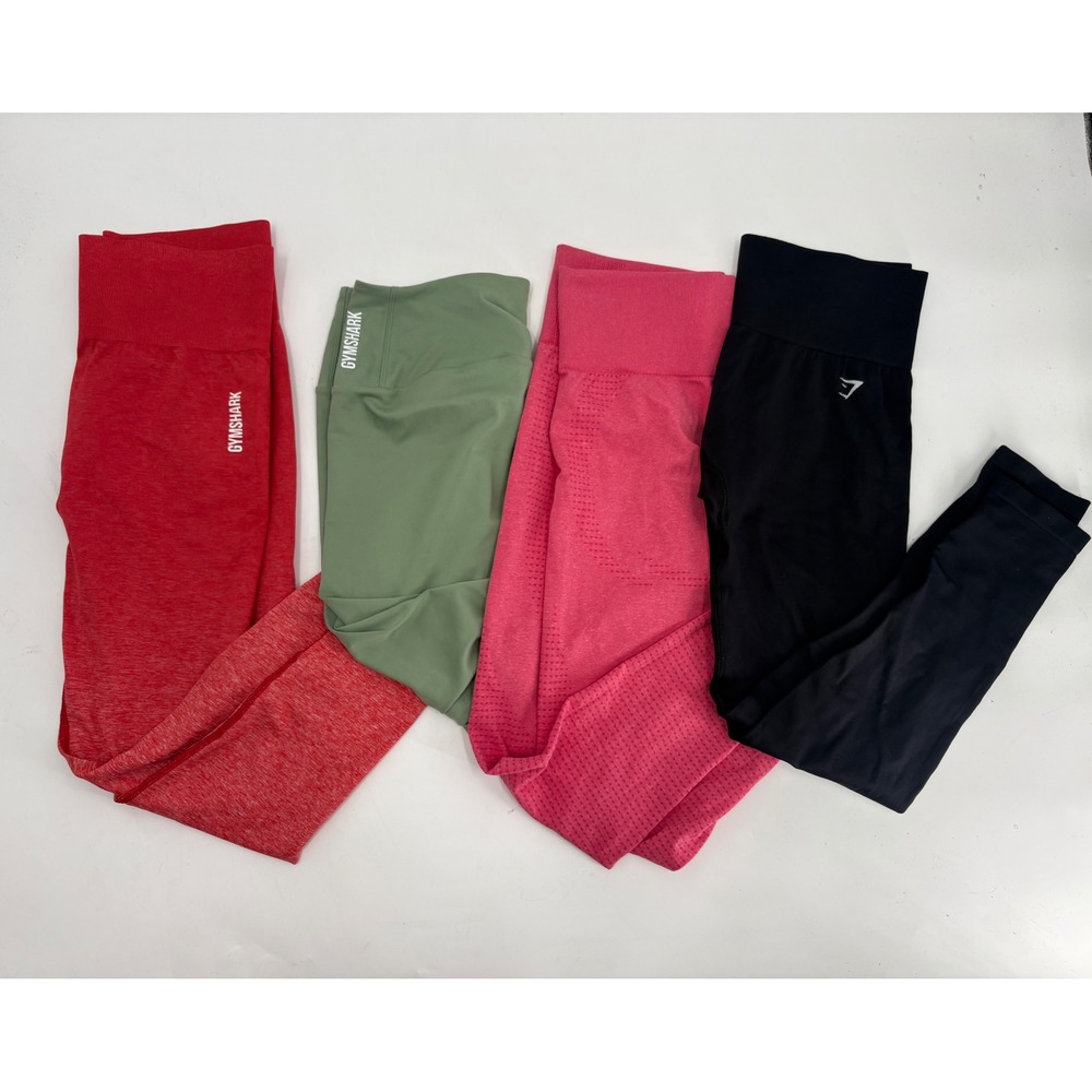 Gymshark Leggings Lot of 4 Womens Medium Red Green Pink Black Seamless Gym Wear